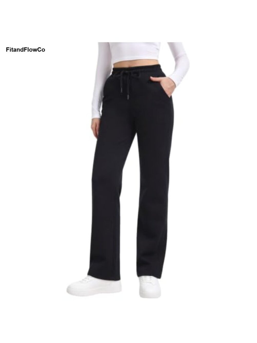 Womens Fleece Lined Thermal Sweatpants Tall Straight Leg Lounge Pants